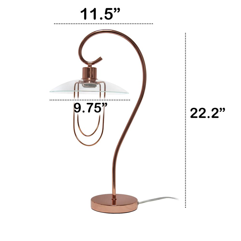 Modern Metal Scroll Table Lamp, Rose Gold. Picture 4