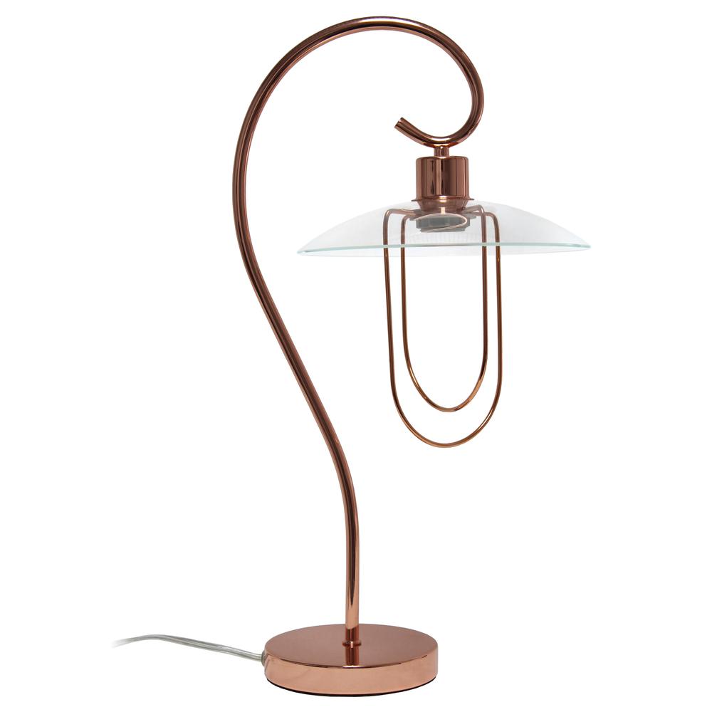 Modern Metal Scroll Table Lamp, Rose Gold. Picture 6