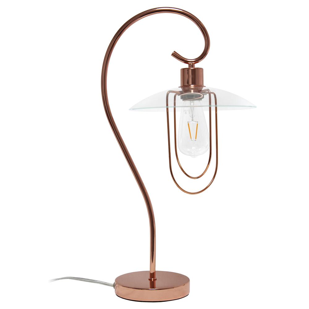 Modern Metal Scroll Table Lamp, Rose Gold. Picture 7