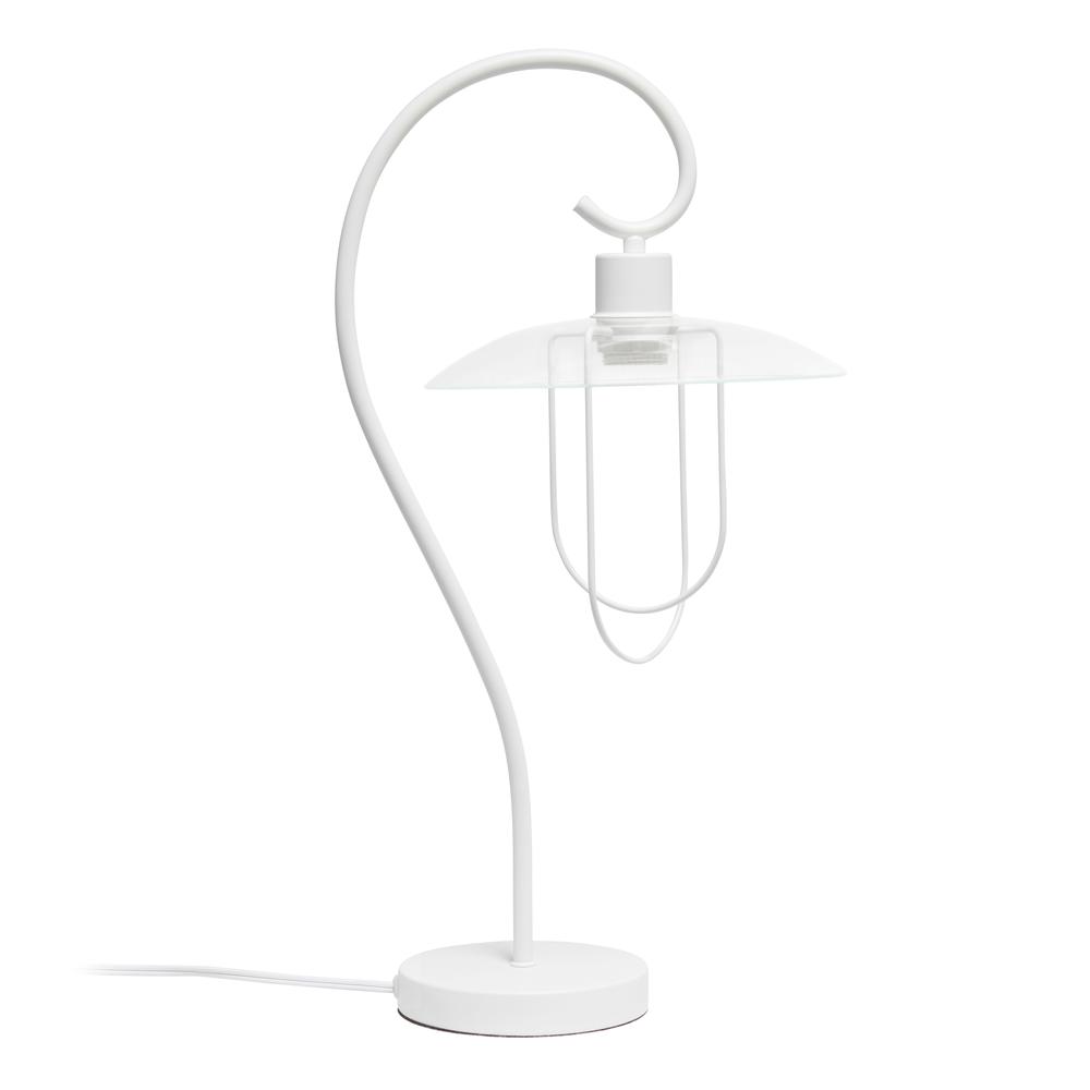 Modern Metal Scroll Table Lamp, White. Picture 6