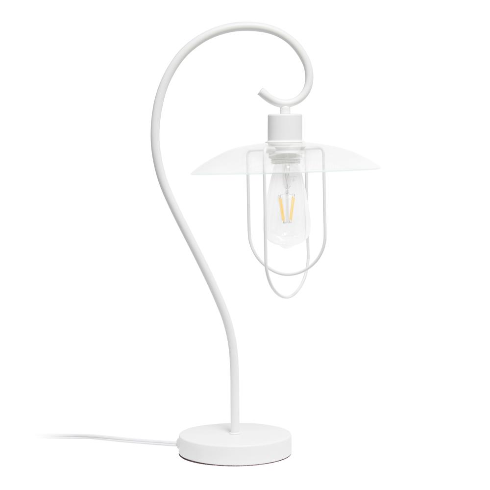 Modern Metal Scroll Table Lamp, White. Picture 7