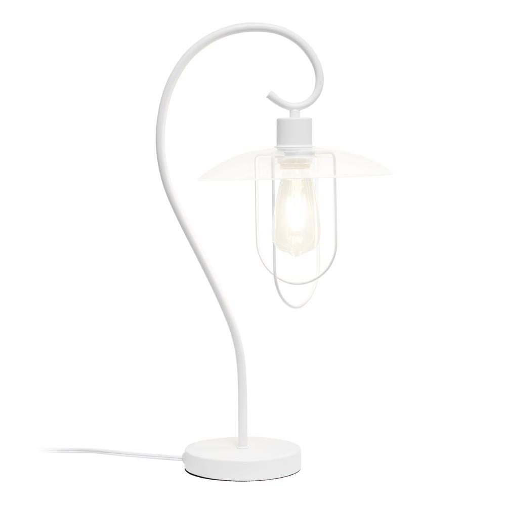 Modern Metal Scroll Table Lamp, White. Picture 8