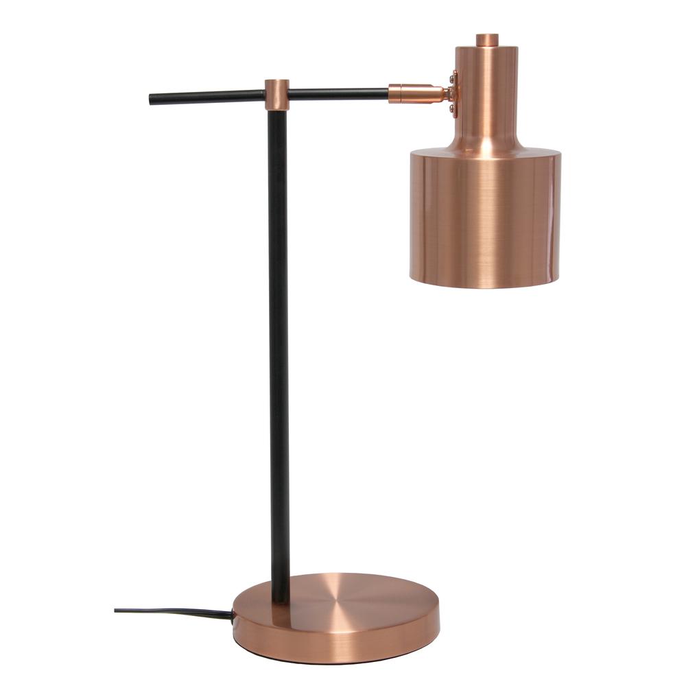 Mid Century Modern Metal Table Lamp, Rose Gold. Picture 1
