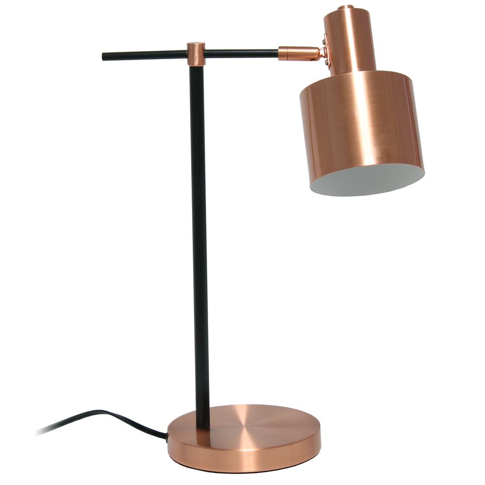 Mid Century Modern Metal Table Lamp, Rose Gold. Picture 7