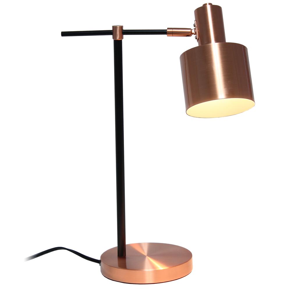 Mid Century Modern Metal Table Lamp, Rose Gold. Picture 8