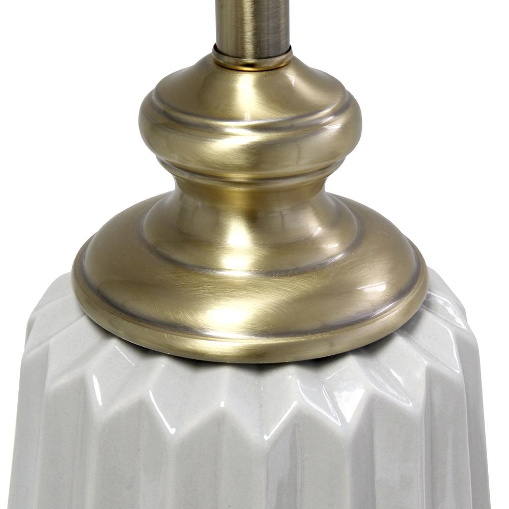 25" Classic Fluted Ceramic and Metal Table Lamp. Picture 4