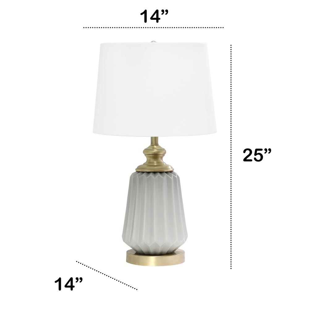 25" Classic Fluted Ceramic and Metal Table Lamp. Picture 6