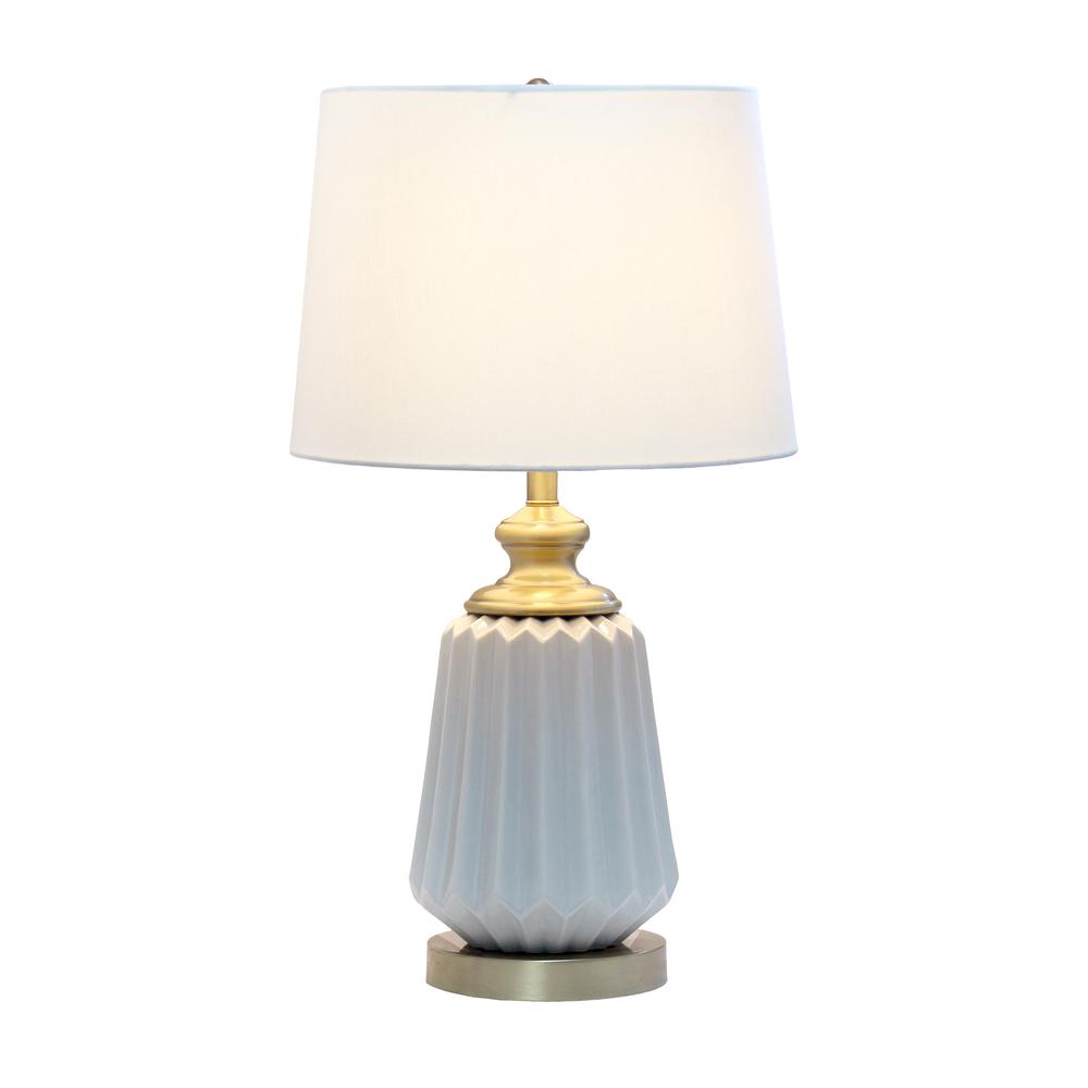 25" Classic Fluted Ceramic and Metal Table Lamp. Picture 8