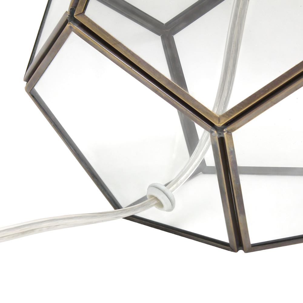Transparent Octagonal Table Lamp, Brass. Picture 1