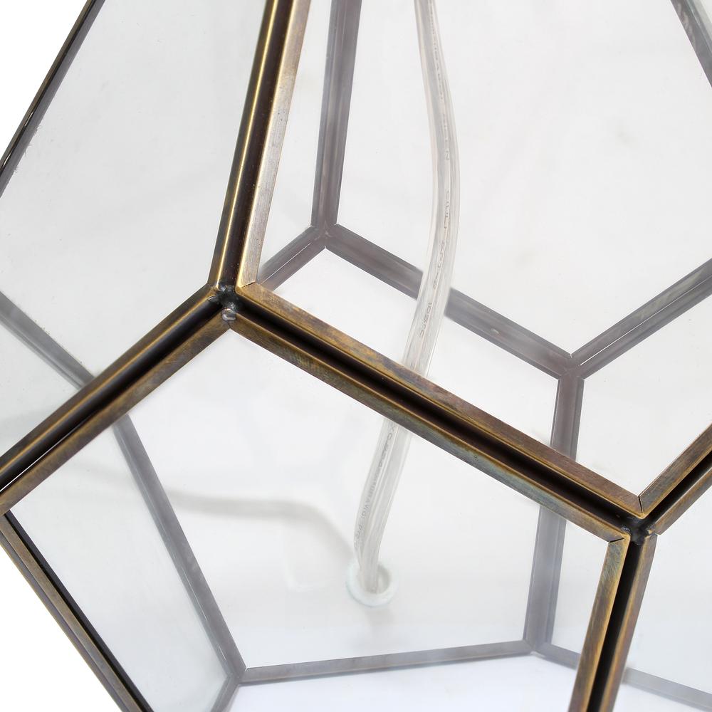 Transparent Octagonal Table Lamp, Brass. Picture 4