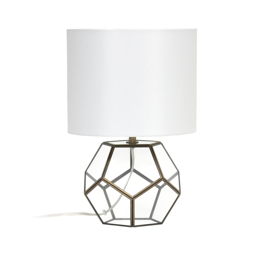 Transparent Octagonal Table Lamp, Brass. Picture 7