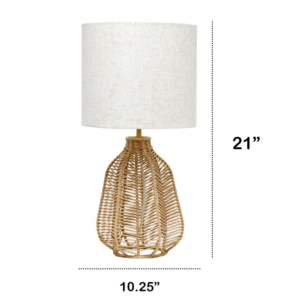 Lalia Home 21" Vintage Rattan Wicker Style Paper Rope Bedside Table Lamp. Picture 5