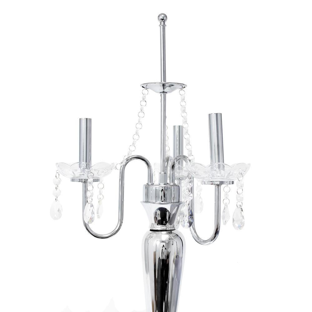 31" Chrome Cascading Crystal Table Lamp, Black Shade. Picture 9