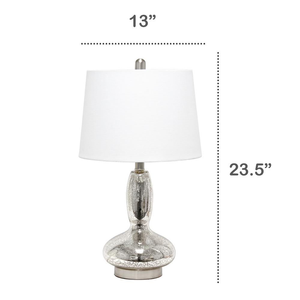 Glass Dollop Table Lamp with White Fabric Shade, Mercury. Picture 4