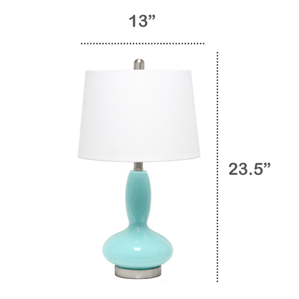 Glass Dollop Table Lamp with White Fabric Shade, Seafoam. Picture 4