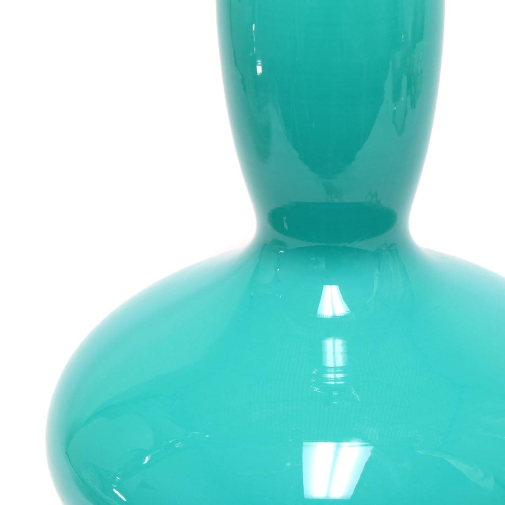 Glass Dollop Table Lamp with White Fabric Shade, Teal. Picture 3