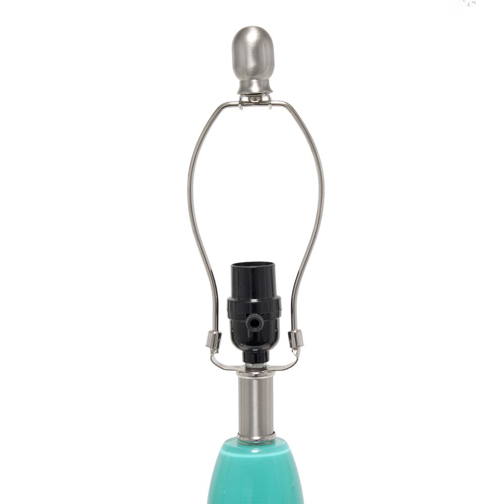 Glass Dollop Table Lamp with White Fabric Shade, Teal. Picture 8