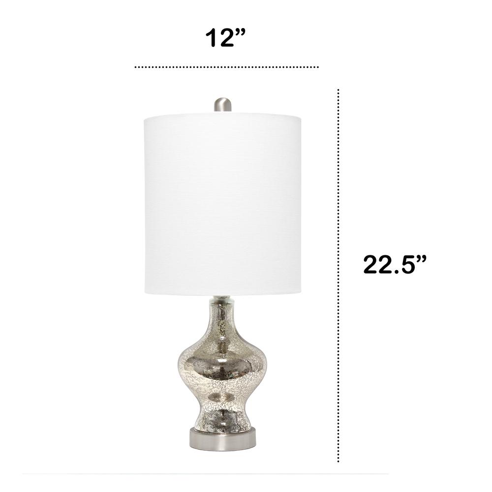 Paseo Table Lamp with White Fabric Shade, Mercury. Picture 4