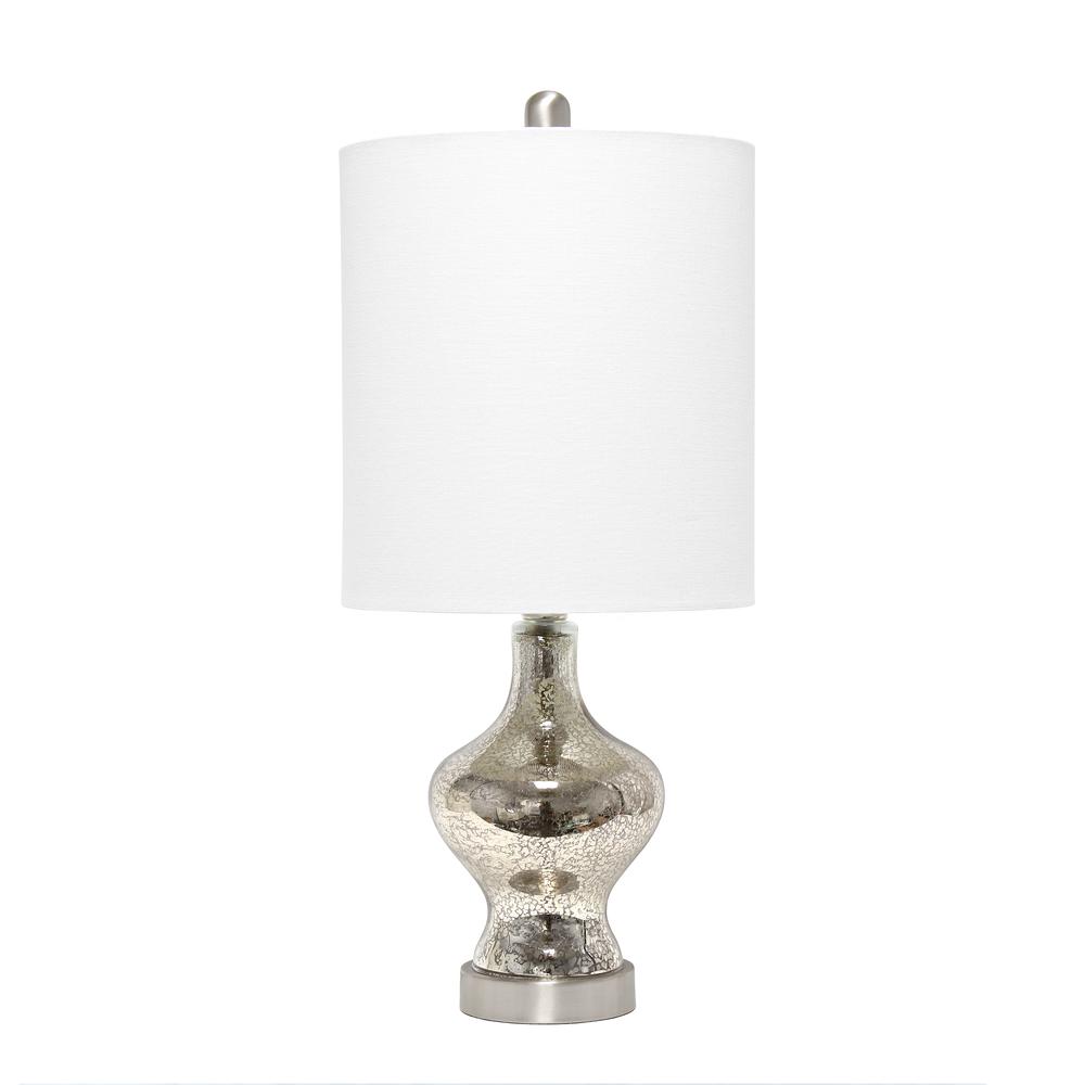 Paseo Table Lamp with White Fabric Shade, Mercury. Picture 6