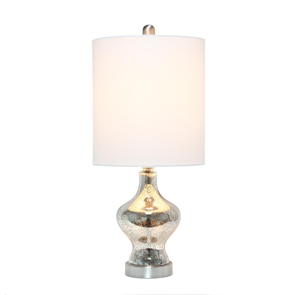 Paseo Table Lamp with White Fabric Shade, Mercury. Picture 7