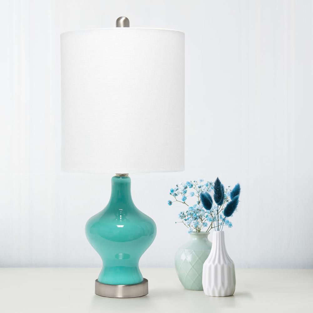 Paseo Table Lamp with White Fabric Shade, Teal. Picture 2