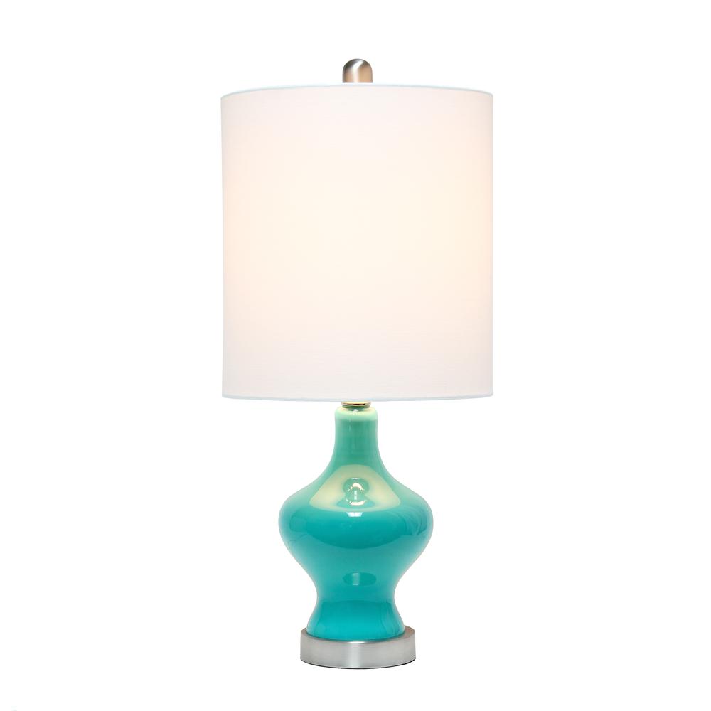 Paseo Table Lamp with White Fabric Shade, Teal. Picture 7