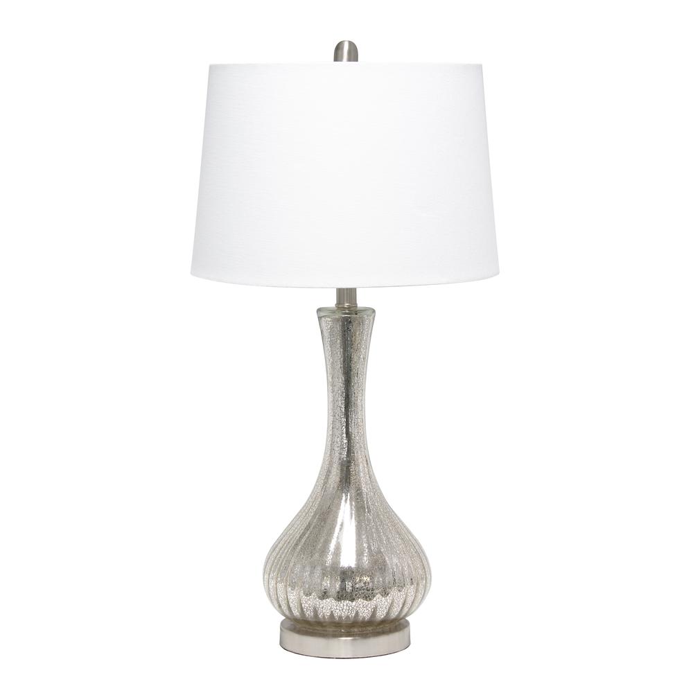 Speckled Mercury Tear Drop Table Lamp with White Fabric Shade. Picture 7