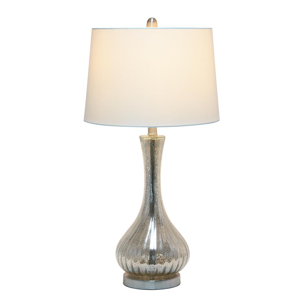 Speckled Mercury Tear Drop Table Lamp with White Fabric Shade. Picture 8