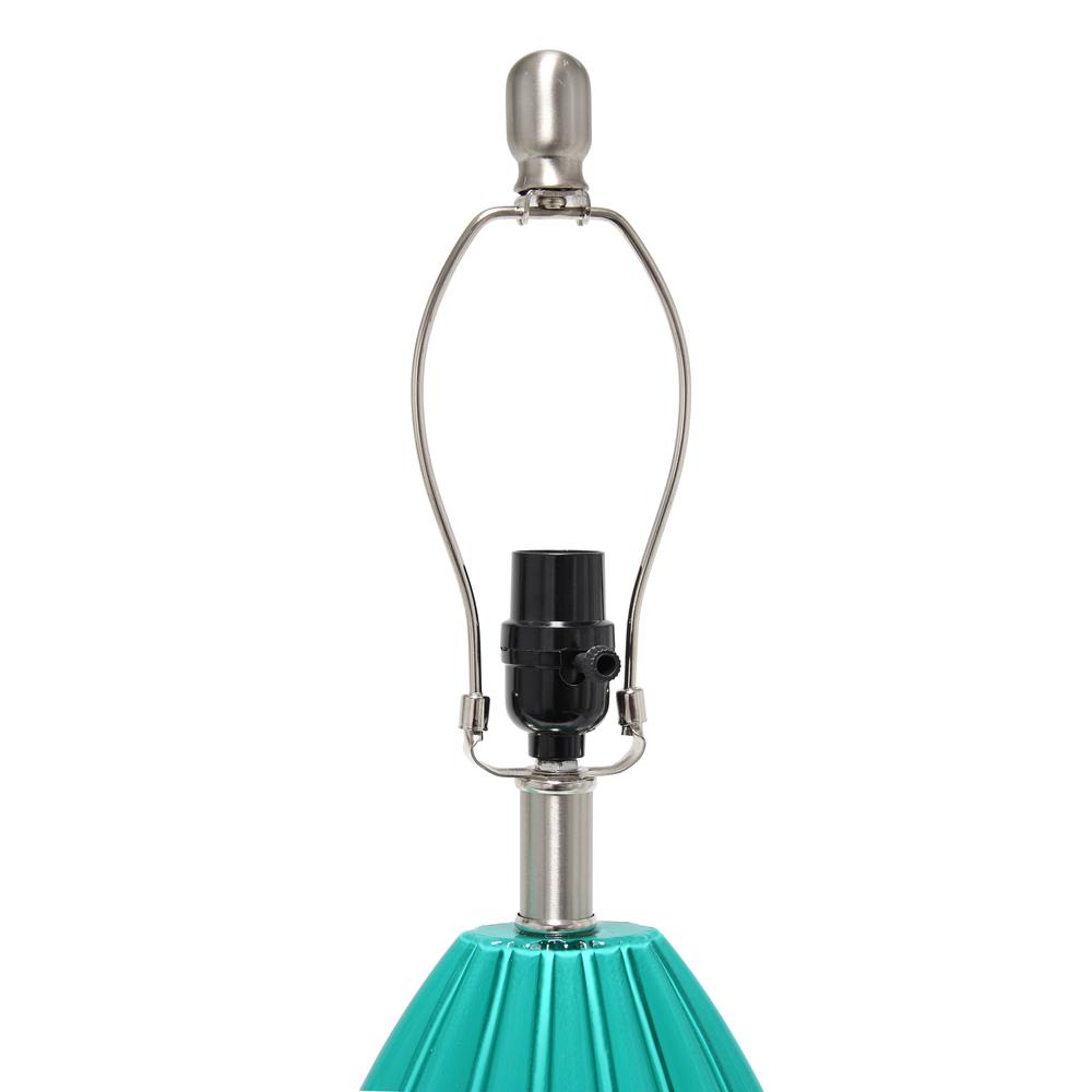 Pleated Table Lamp with White Fabric Shade, Teal. Picture 9