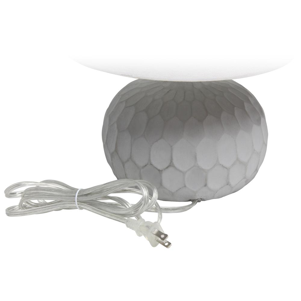 Concrete Thumbprint Table Lamp with White Fabric Shade. Picture 1
