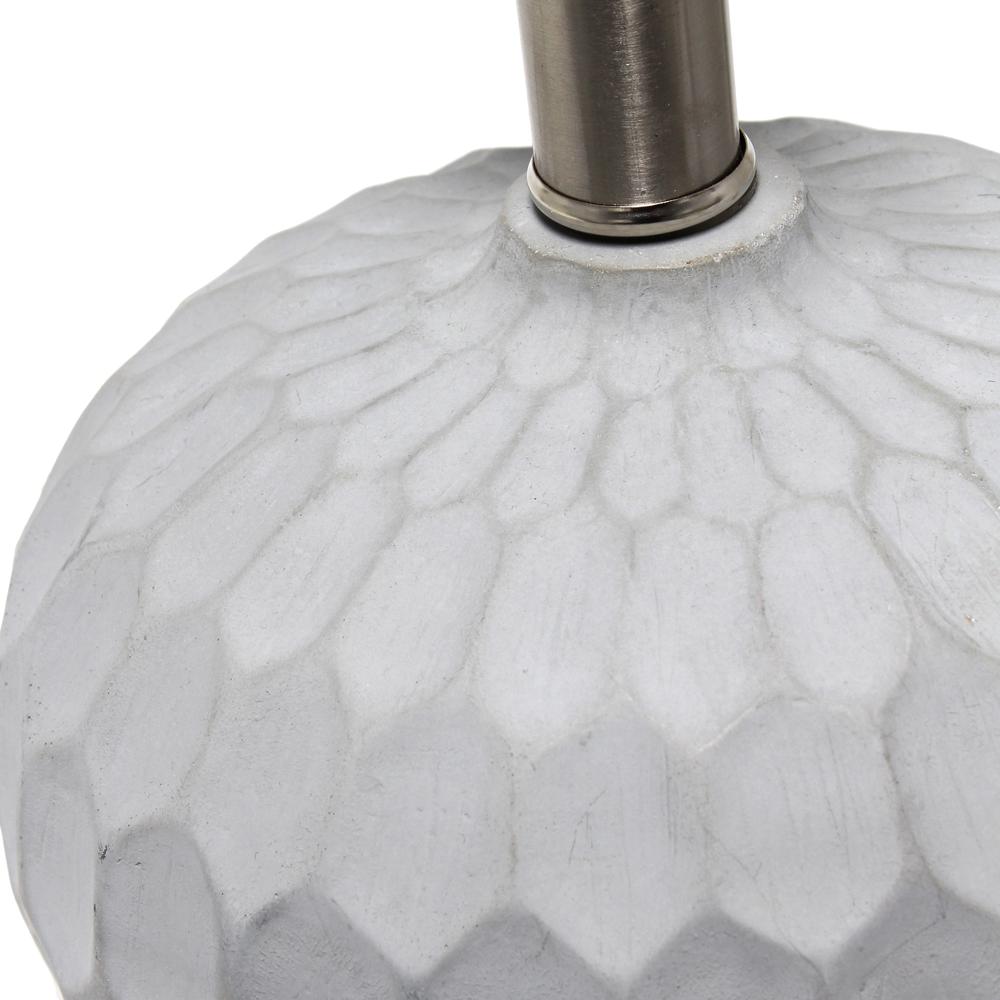 Concrete Thumbprint Table Lamp with White Fabric Shade. Picture 3