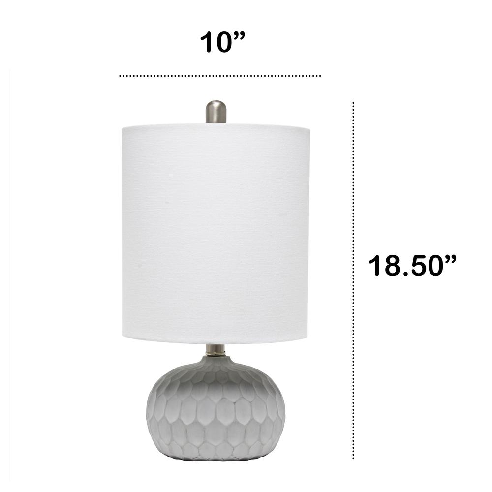 Concrete Thumbprint Table Lamp with White Fabric Shade. Picture 4