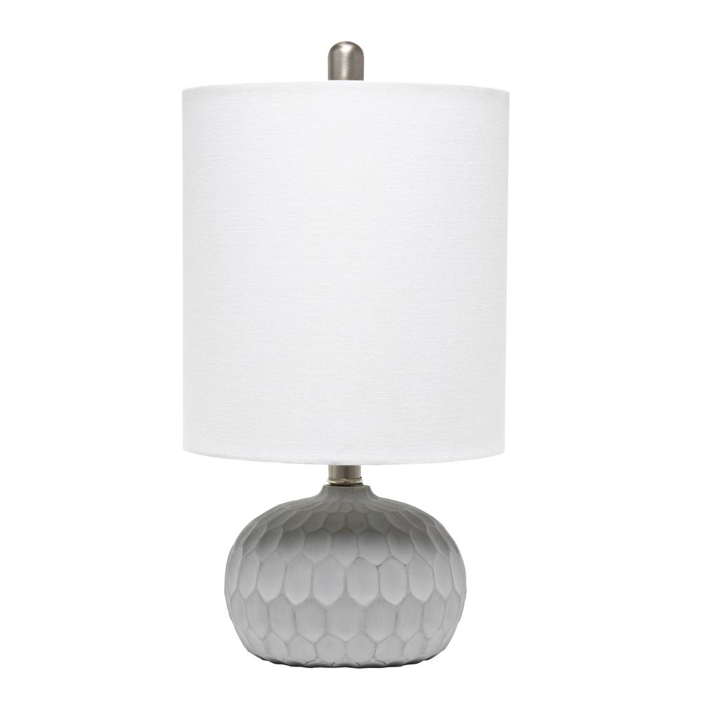 Concrete Thumbprint Table Lamp with White Fabric Shade. Picture 6