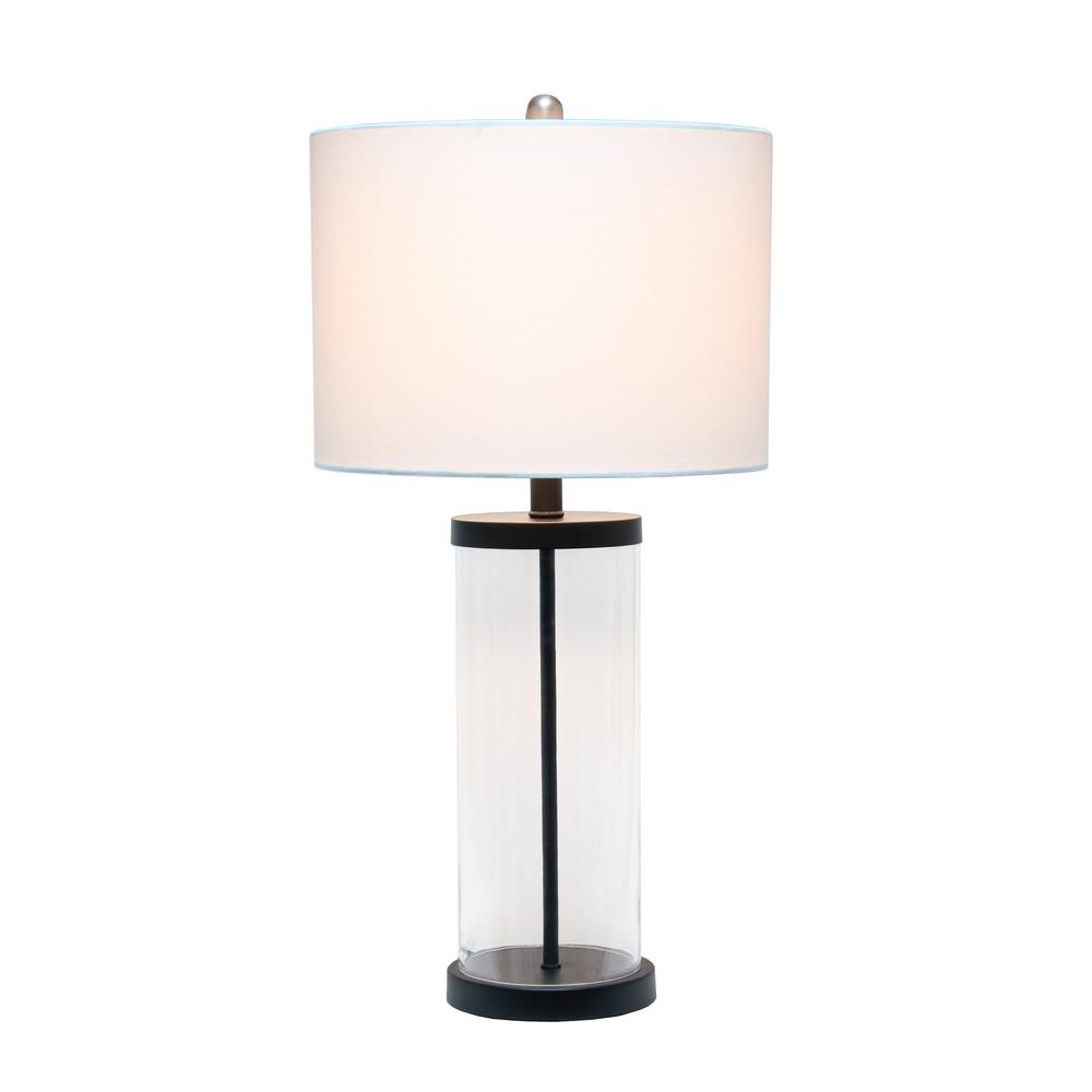 Entrapped Glass Table Lamp with White Fabric Shade. Picture 7