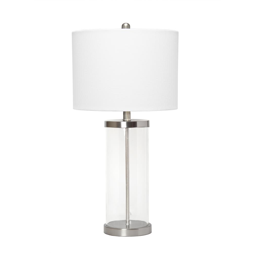 Entrapped Glass Table Lamp with White Fabric Shade. Picture 5