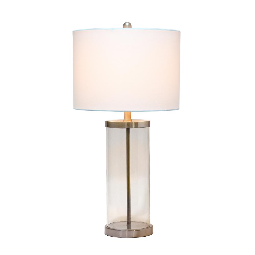 Entrapped Glass Table Lamp with White Fabric Shade. Picture 6