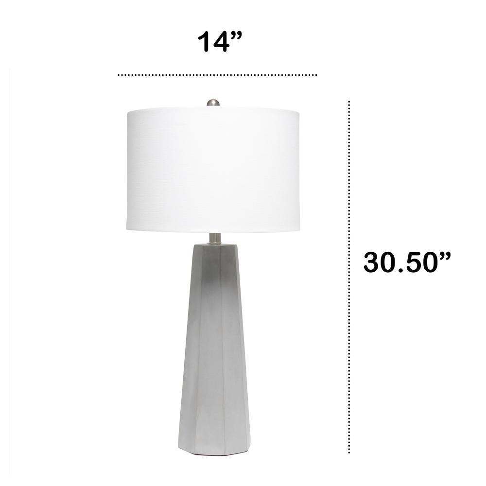 Concrete Pillar Table Lamp with White Fabric Shade. Picture 4