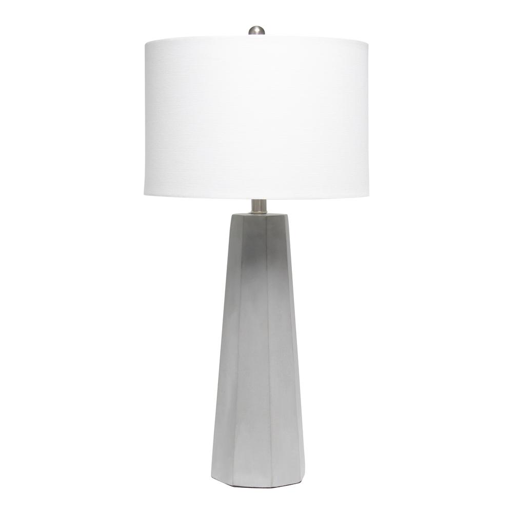 Concrete Pillar Table Lamp with White Fabric Shade. Picture 6