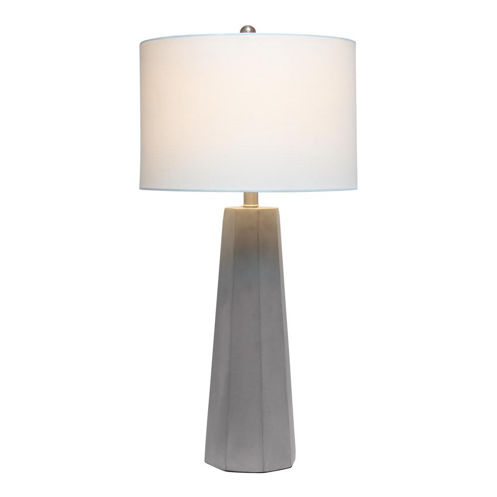 Concrete Pillar Table Lamp with White Fabric Shade. Picture 7