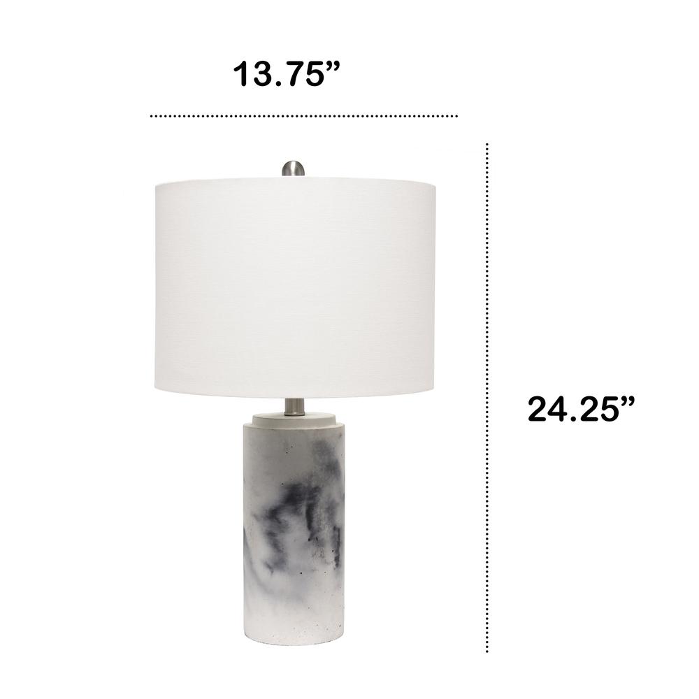 Marbleized Table Lamp with White Fabric Shade,  White. Picture 4