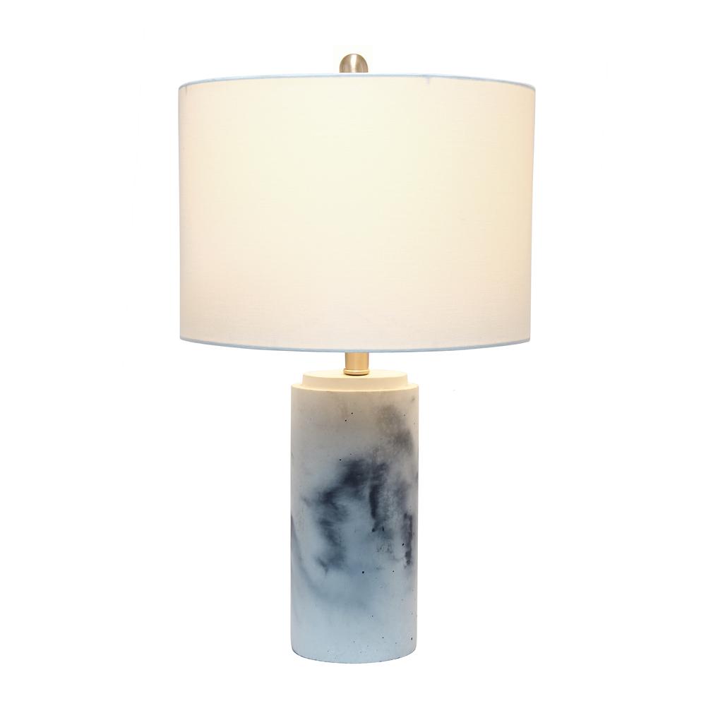 Marbleized Table Lamp with White Fabric Shade,  White. Picture 7