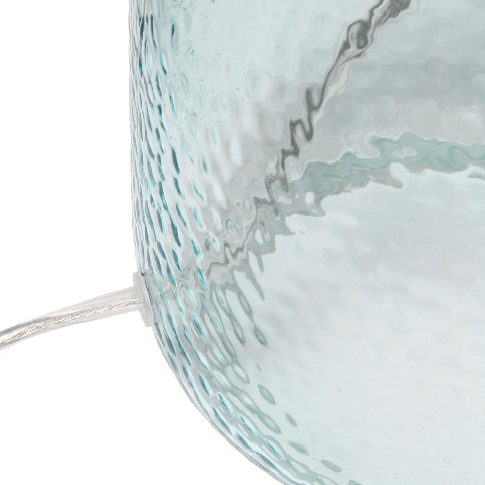 Lalia Home Clear Blue Hammered Glass Jar Table Lamp with White Linen Shade. Picture 11
