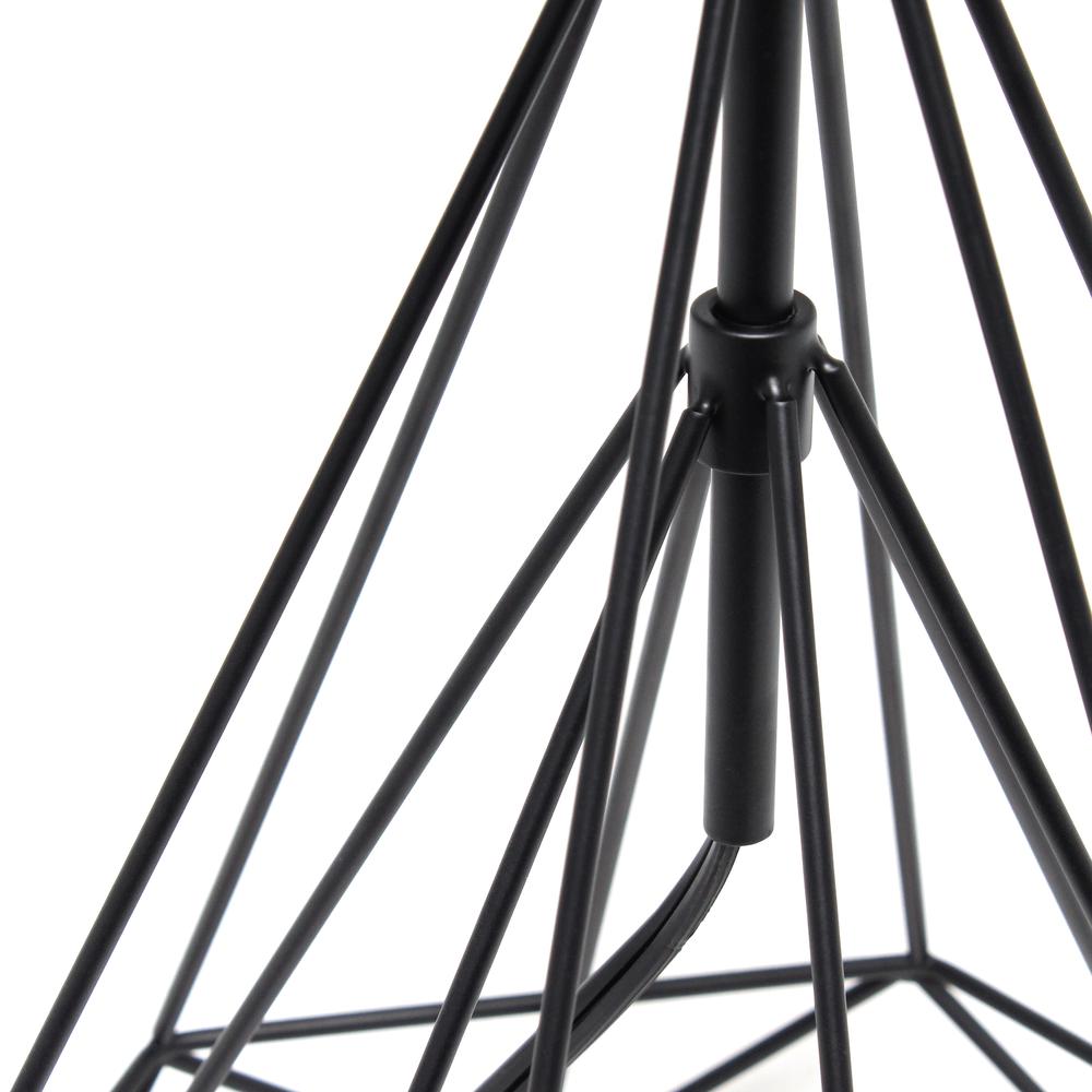 Geometric Black Matte Wired Table Lamp with Fabric Shade. Picture 1