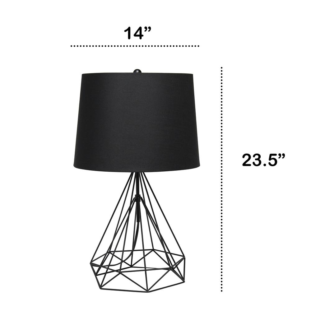 Geometric Black Matte Wired Table Lamp with Fabric Shade. Picture 4