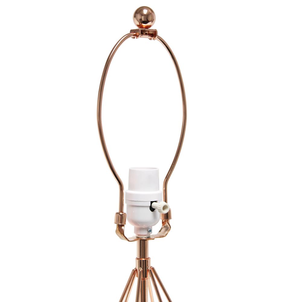 Geometric Rose Gold Wired Table Lamp with Fabric Shade. Picture 8