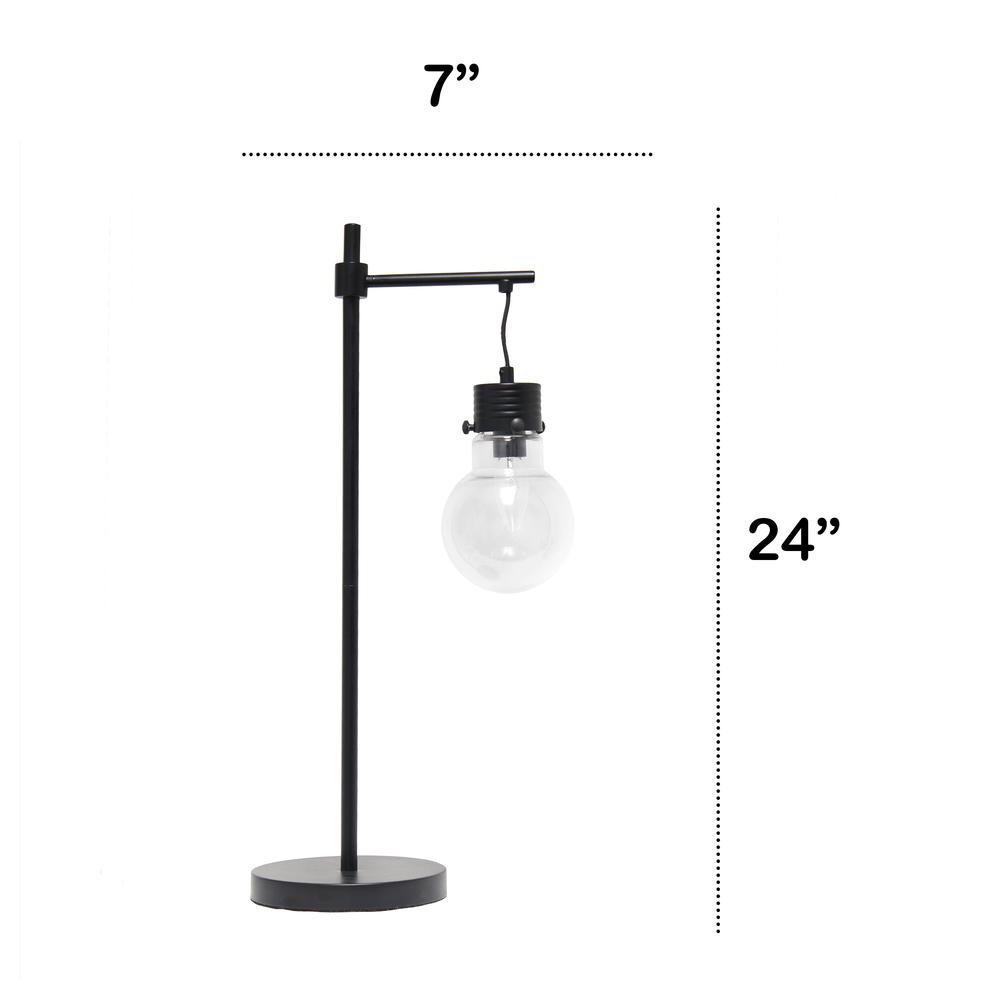 Black Matte 1 Light Beacon Table  Lamp with Clear Glass Shade. Picture 4