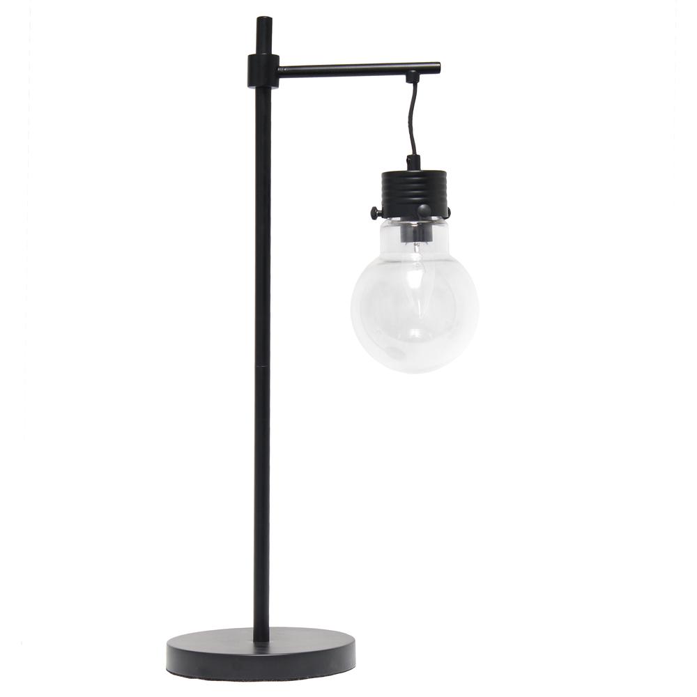 Black Matte 1 Light Beacon Table  Lamp with Clear Glass Shade. Picture 6