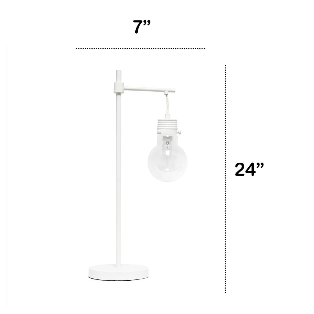 White Matte 1 Light Beacon Table  Lamp with Clear Glass Shade. Picture 4