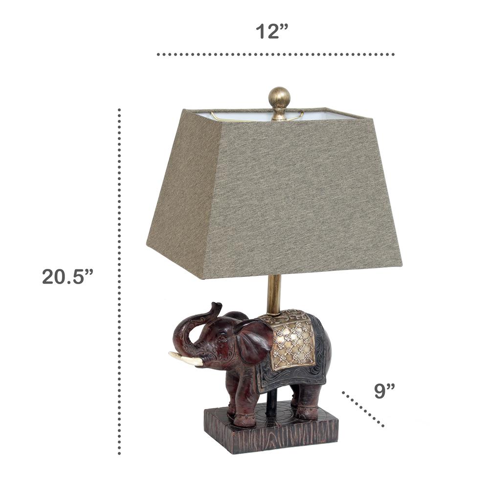 Elephant Table Lamp with Fabric Shade. Picture 5