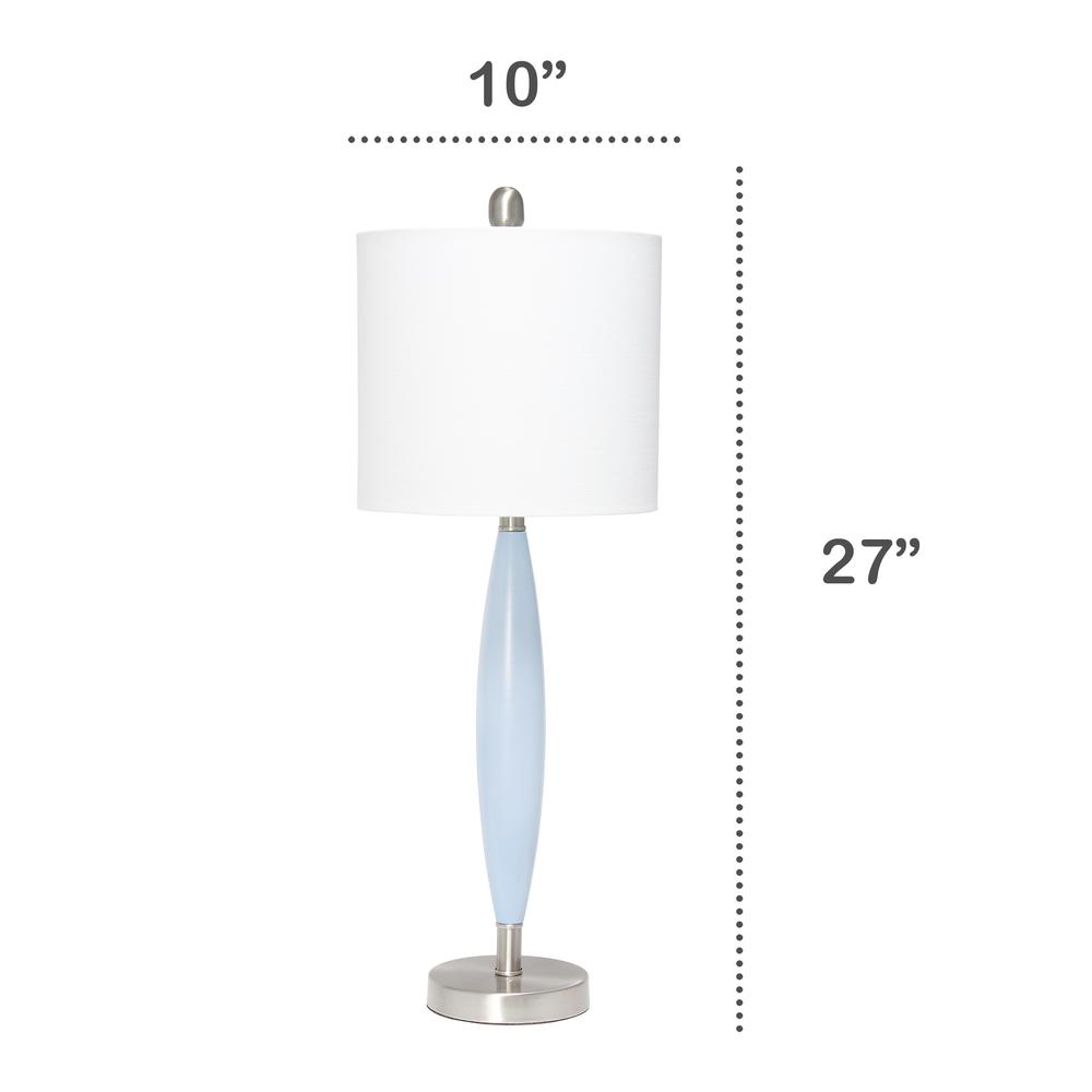 Stylus Table Lamp with White Fabric Shade, Blue. Picture 3